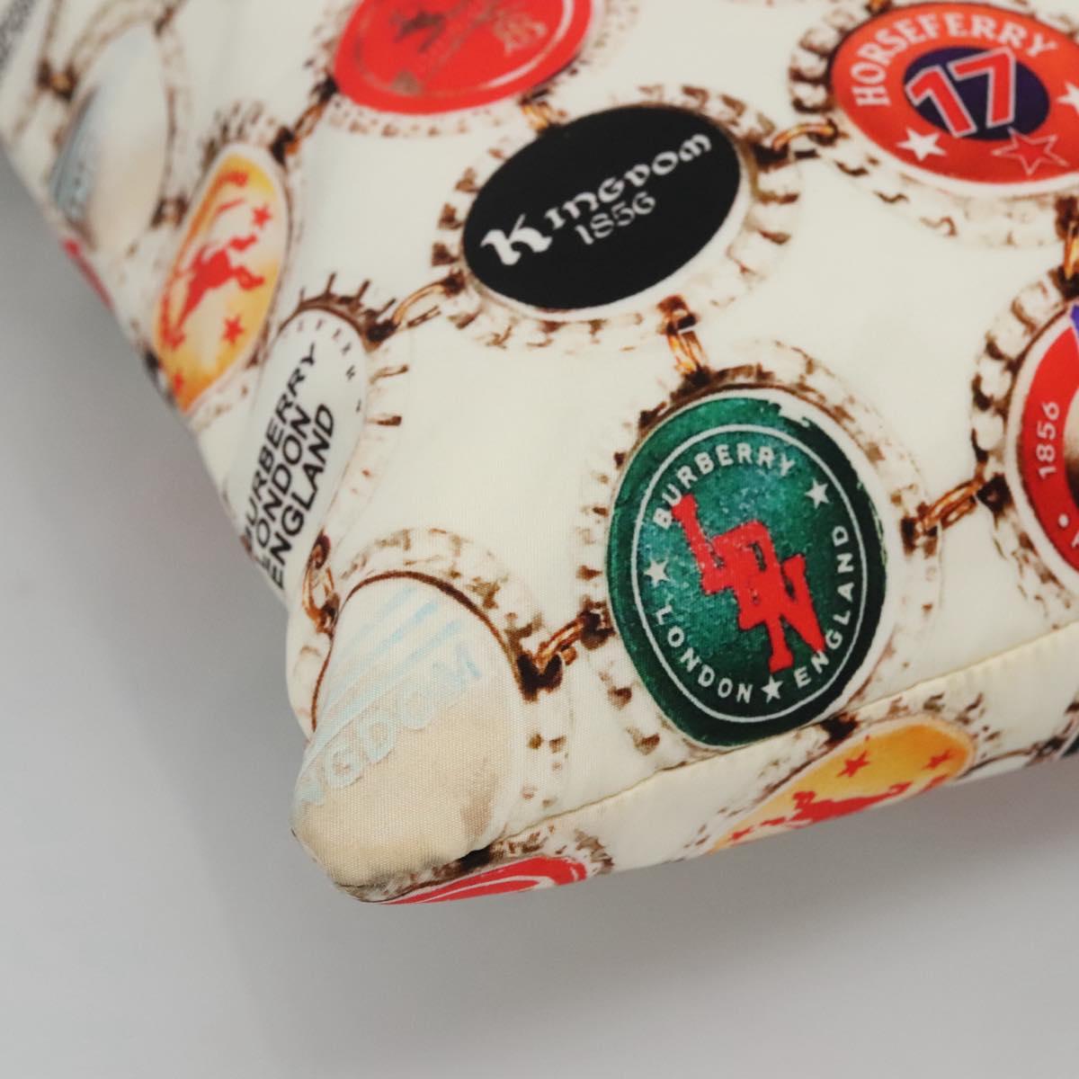 BURBERRY Tote Bag Nylon Gold White Auth 115199V