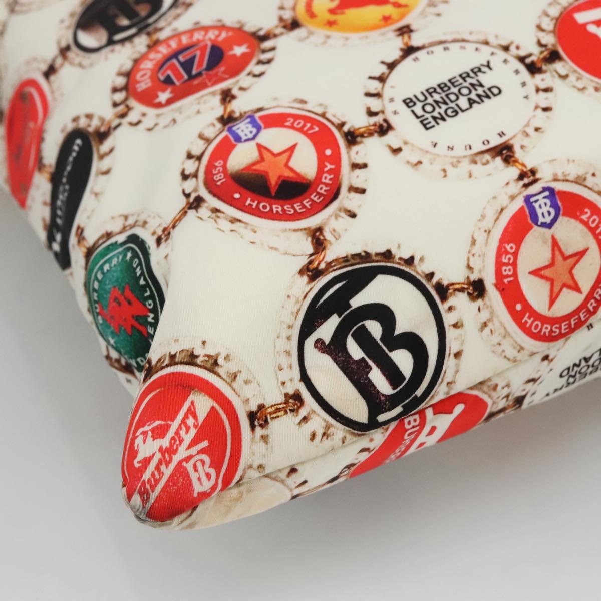 BURBERRY Tote Bag Nylon Gold White Auth 115199V