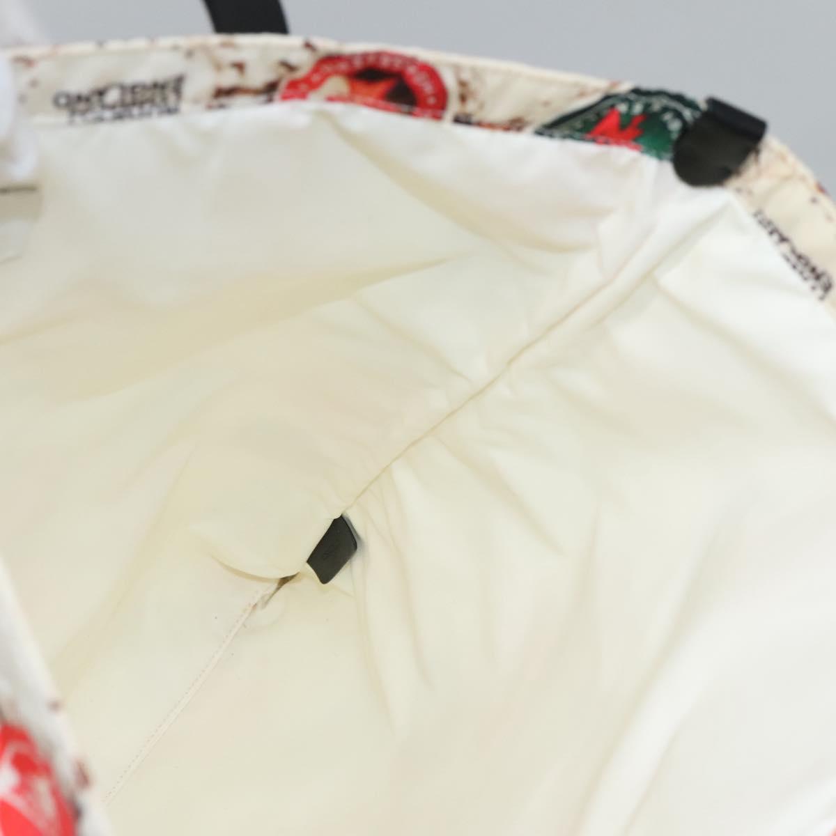 BURBERRY Tote Bag Nylon Gold White Auth 115199V