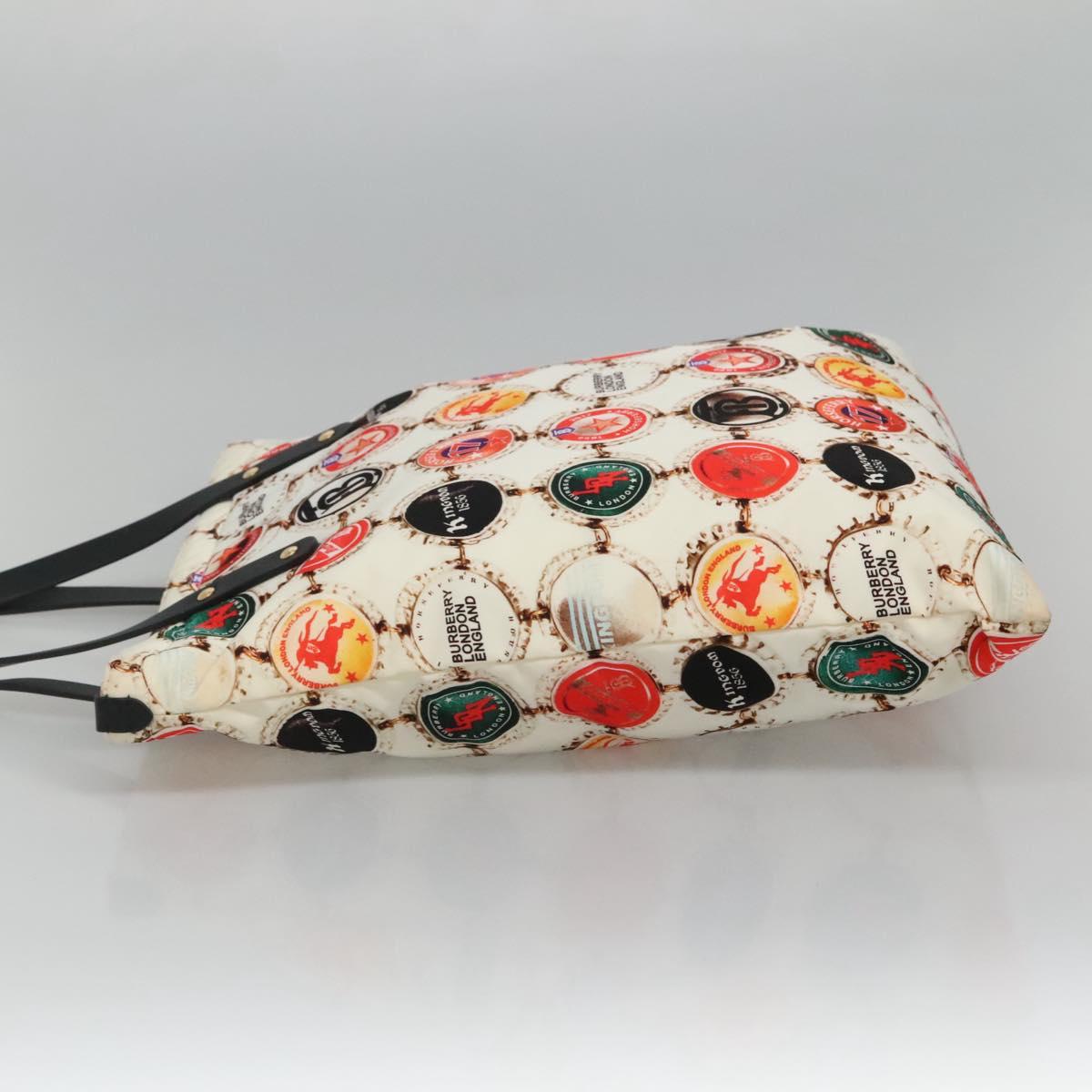 BURBERRY Tote Bag Nylon Gold White Auth 115199V