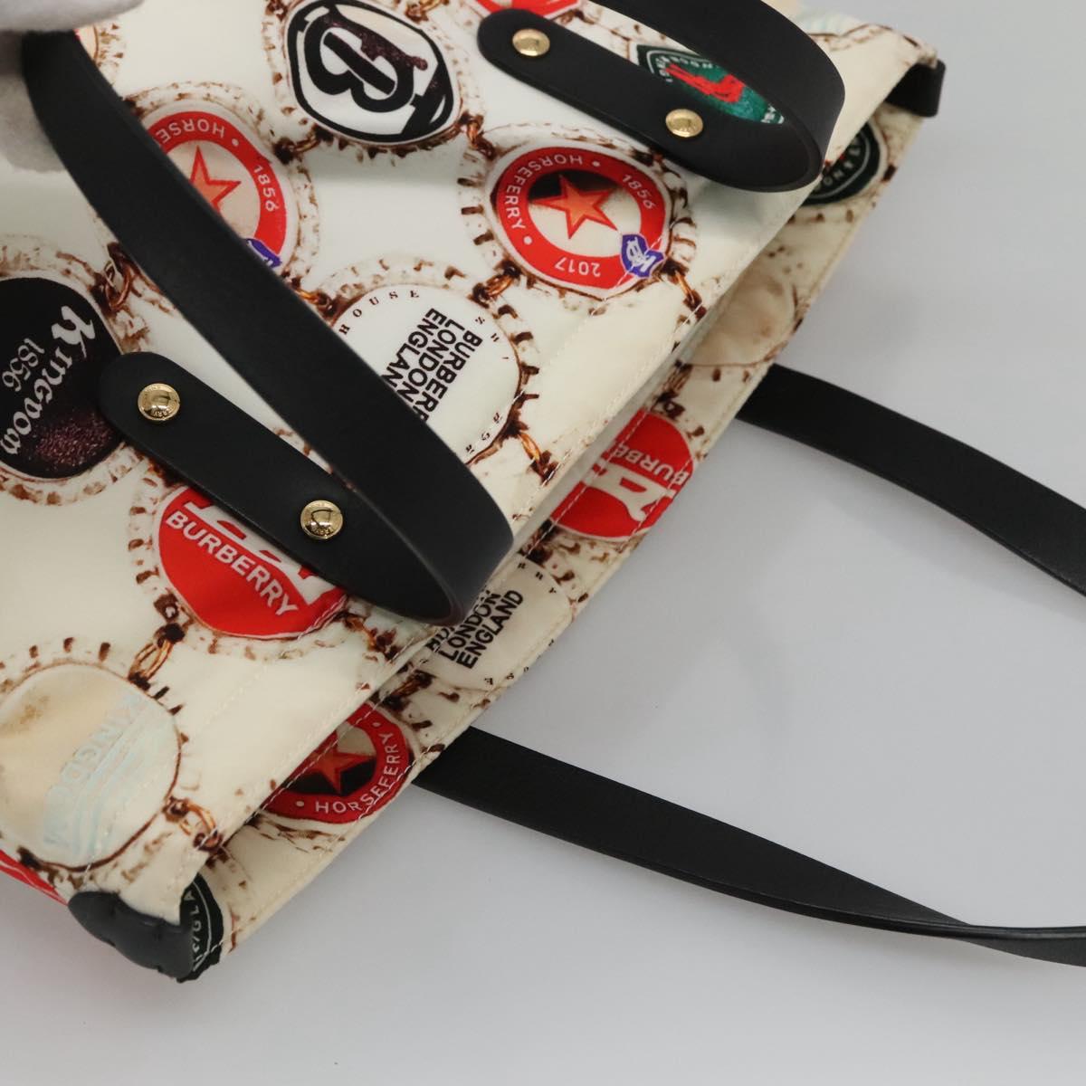 BURBERRY Tote Bag Nylon Gold White Auth 115199V