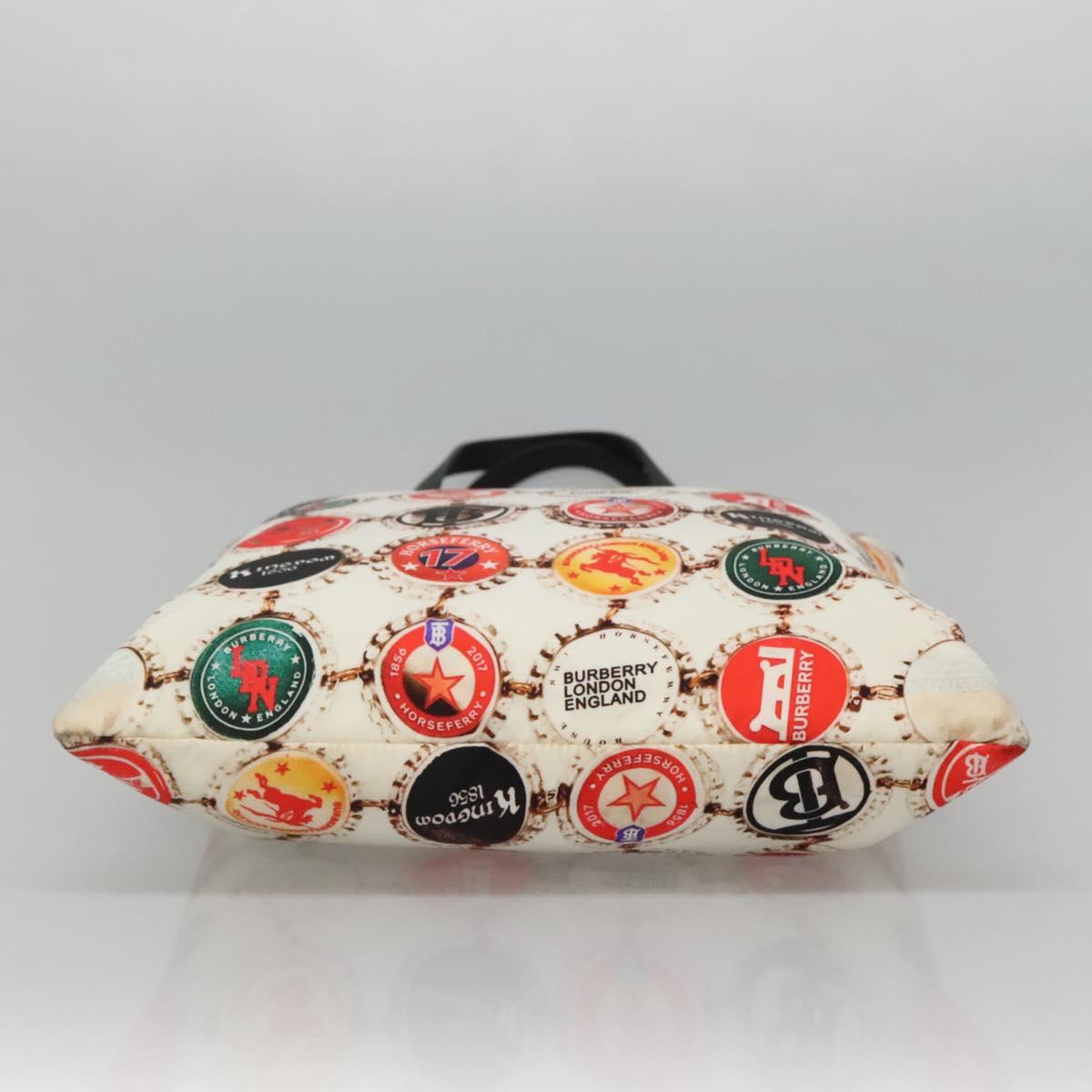 BURBERRY Tote Bag Nylon Gold White Auth 115199V