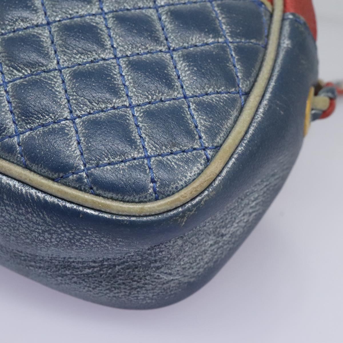 GUCCI Shoulder Bag Leather Red Blue 534951 Auth 115205