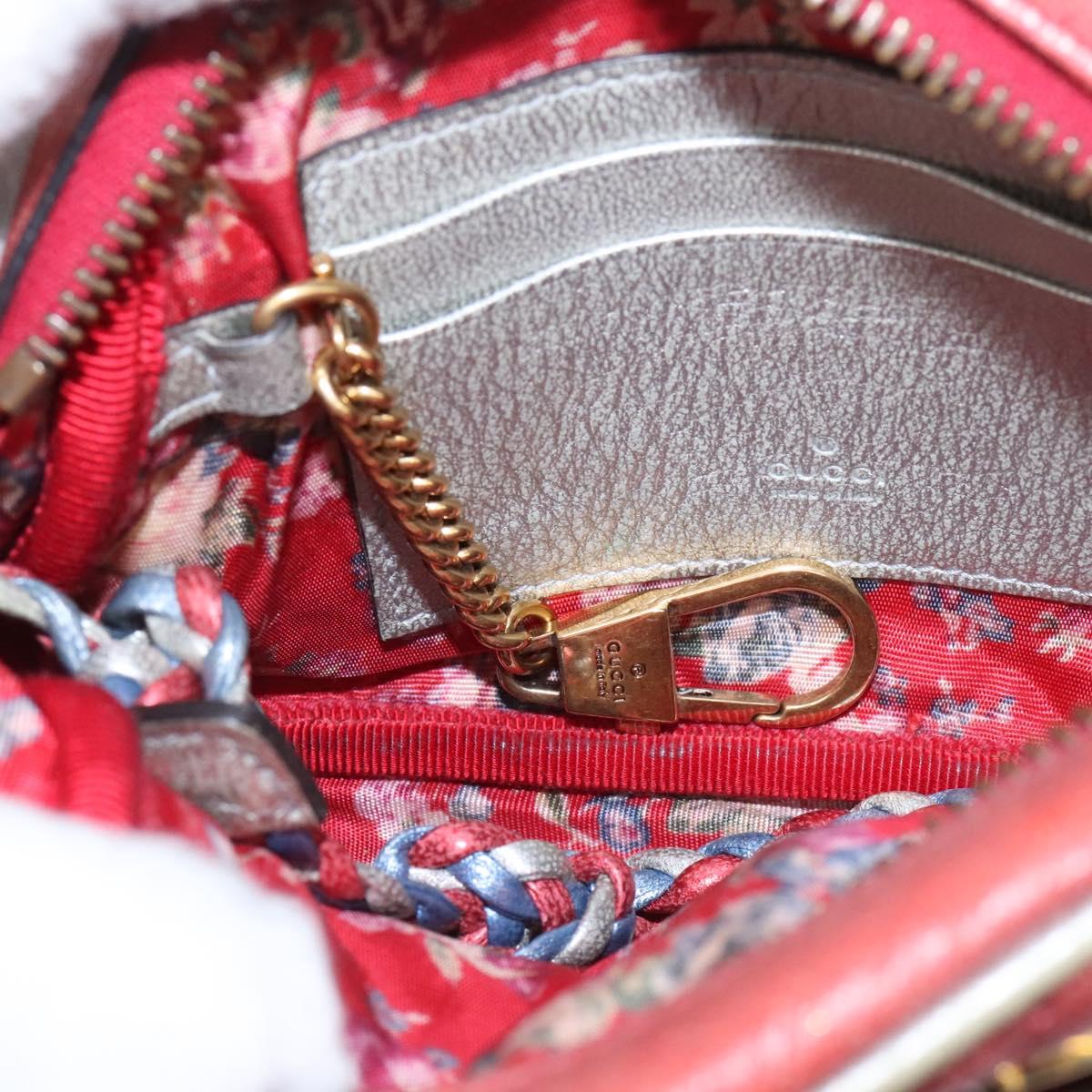 GUCCI Shoulder Bag Leather Red Blue 534951 Auth 115205