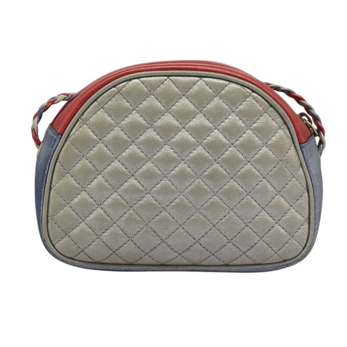 GUCCI Shoulder Bag Leather Red Blue 534951 Auth 115205