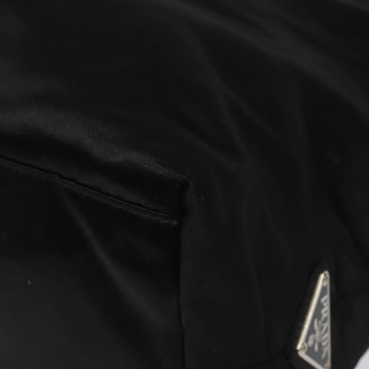 PRADA Hand Bag Satin Black Auth 115213