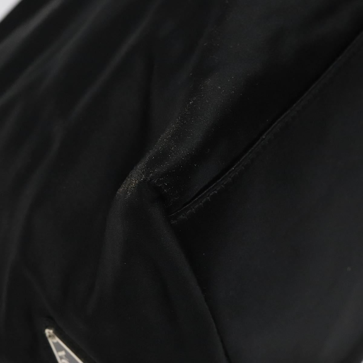PRADA Hand Bag Satin Black Auth 115213