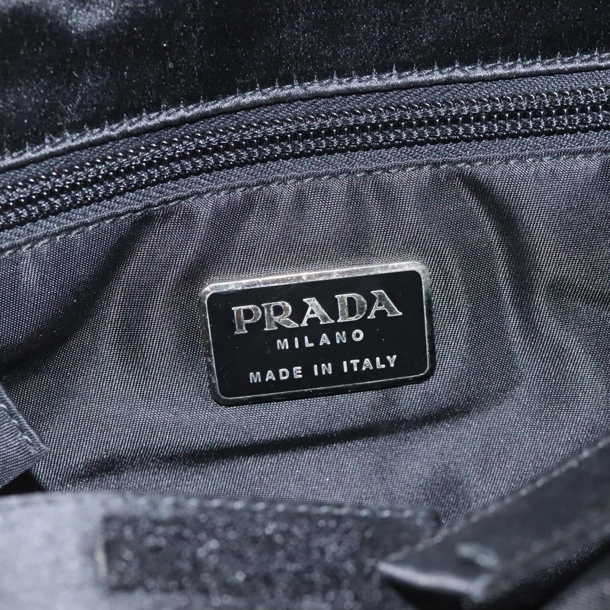 PRADA Hand Bag Satin Black Auth 115213
