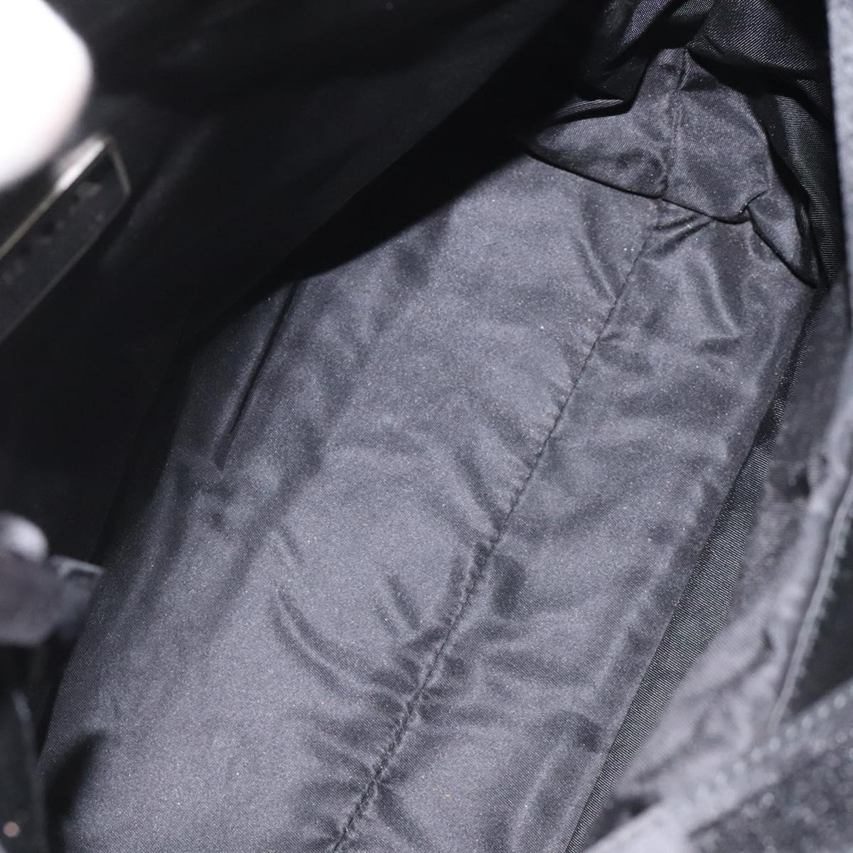 PRADA Hand Bag Satin Black Auth 115213