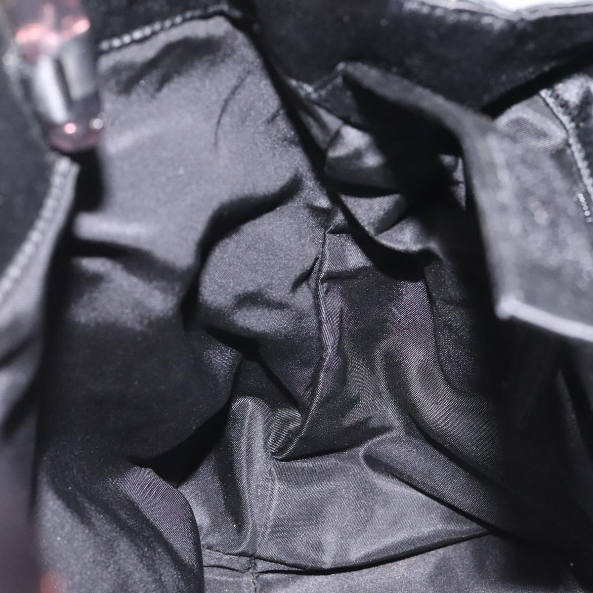 PRADA Hand Bag Satin Black Auth 115213