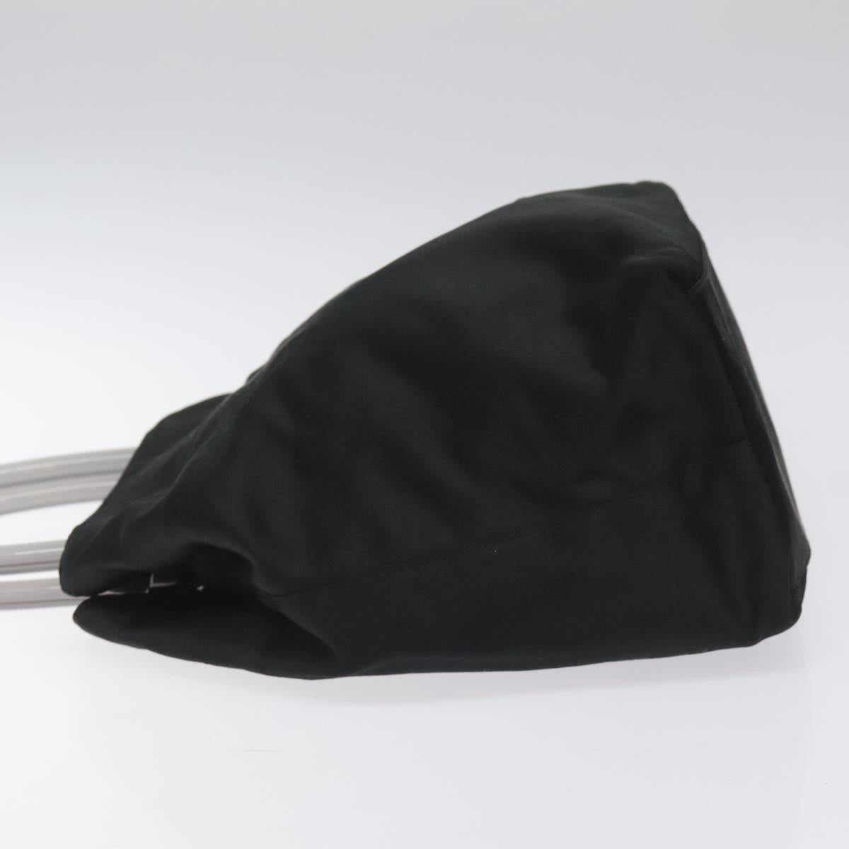 PRADA Hand Bag Satin Black Auth 115213