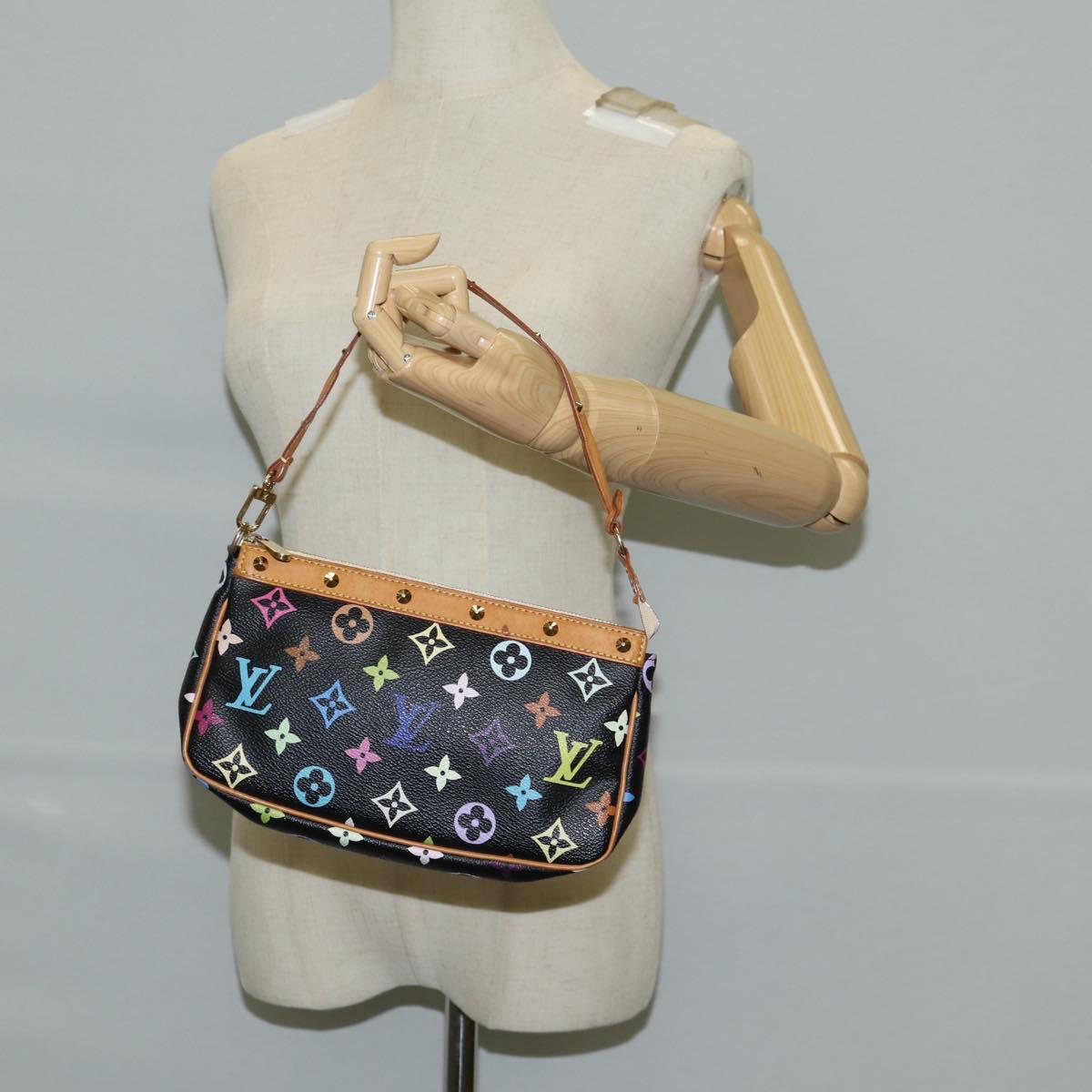 LOUIS VUITTON Monogram Multicolor Pochette Accessoires Black M92648 Auth 115215V