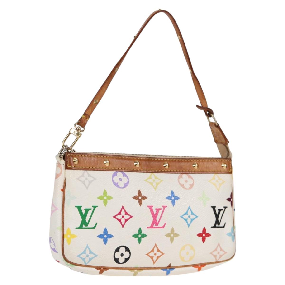 LOUIS VUITTON Multicolor Pochette Accessoires Pouch White M92649 Auth 115216V