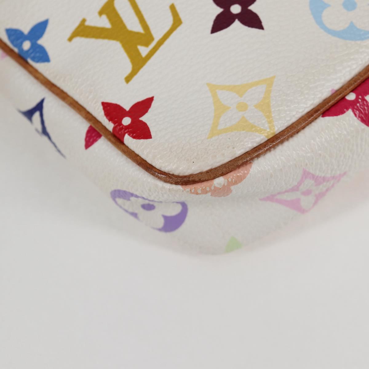 LOUIS VUITTON Multicolor Pochette Accessoires Pouch White M92649 Auth 115216V