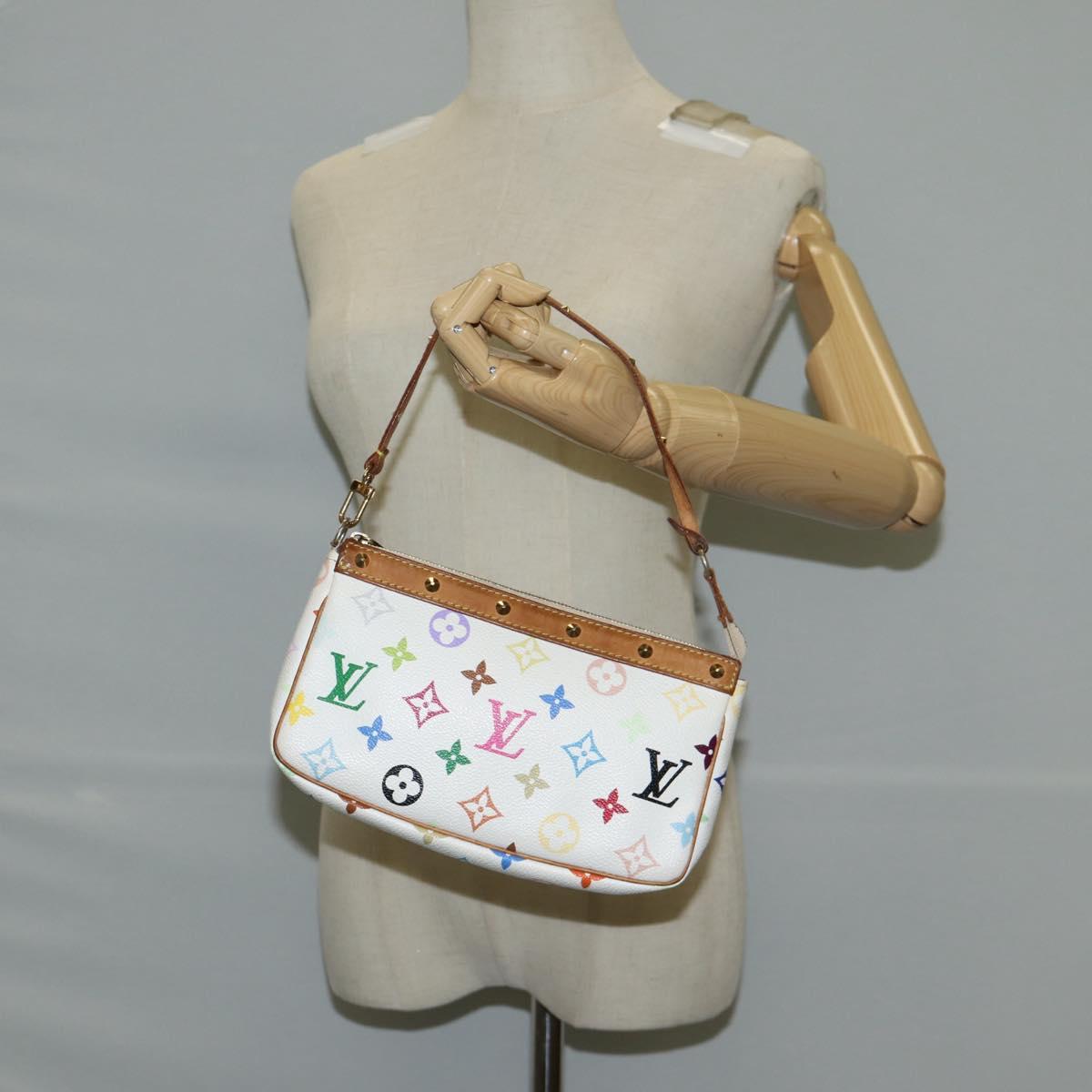 LOUIS VUITTON Multicolor Pochette Accessoires Pouch White M92649 Auth 115216V