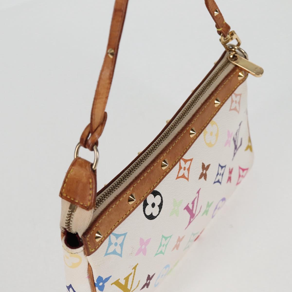 LOUIS VUITTON Multicolor Pochette Accessoires Pouch White M92649 Auth 115216V