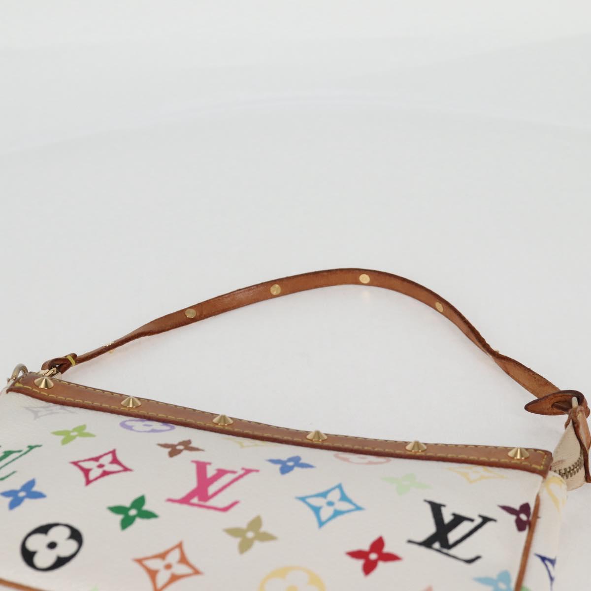 LOUIS VUITTON Multicolor Pochette Accessoires Pouch White M92649 Auth 115216V