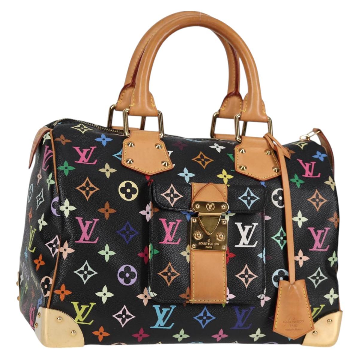 LOUIS VUITTON Monogram Multicolor Speedy 30 Hand Bag Black M92642 Auth 115220V