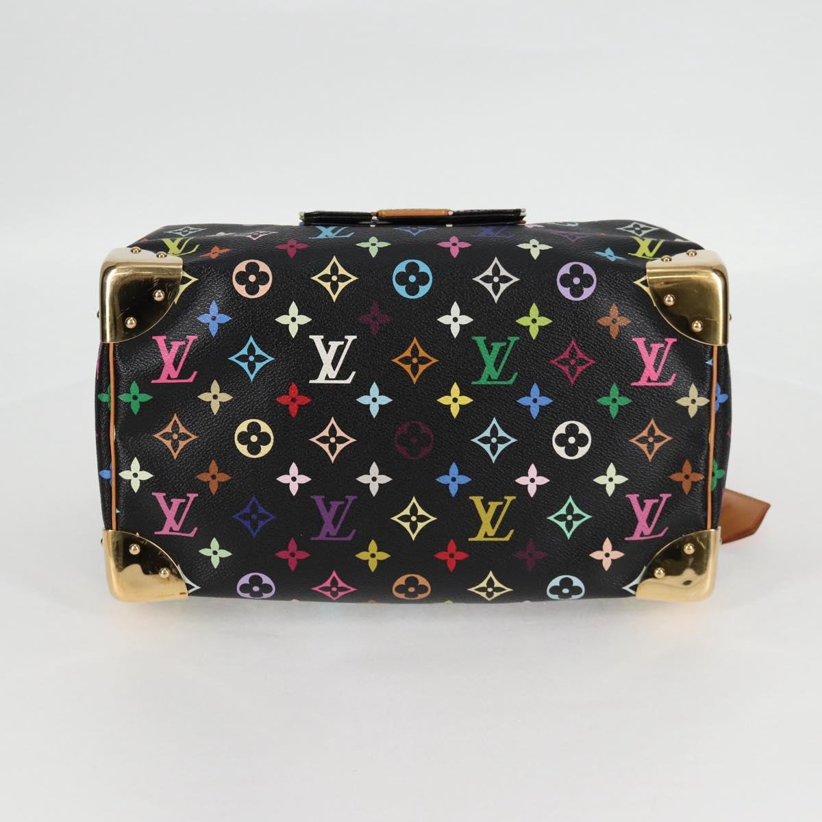 LOUIS VUITTON Monogram Multicolor Speedy 30 Hand Bag Black M92642 Auth 115220V