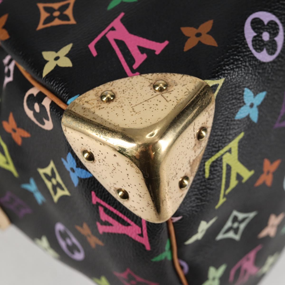 LOUIS VUITTON Monogram Multicolor Speedy 30 Hand Bag Black M92642 Auth 115221V