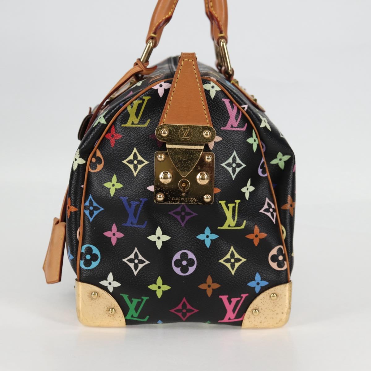 LOUIS VUITTON Monogram Multicolor Speedy 30 Hand Bag Black M92642 Auth 115221V