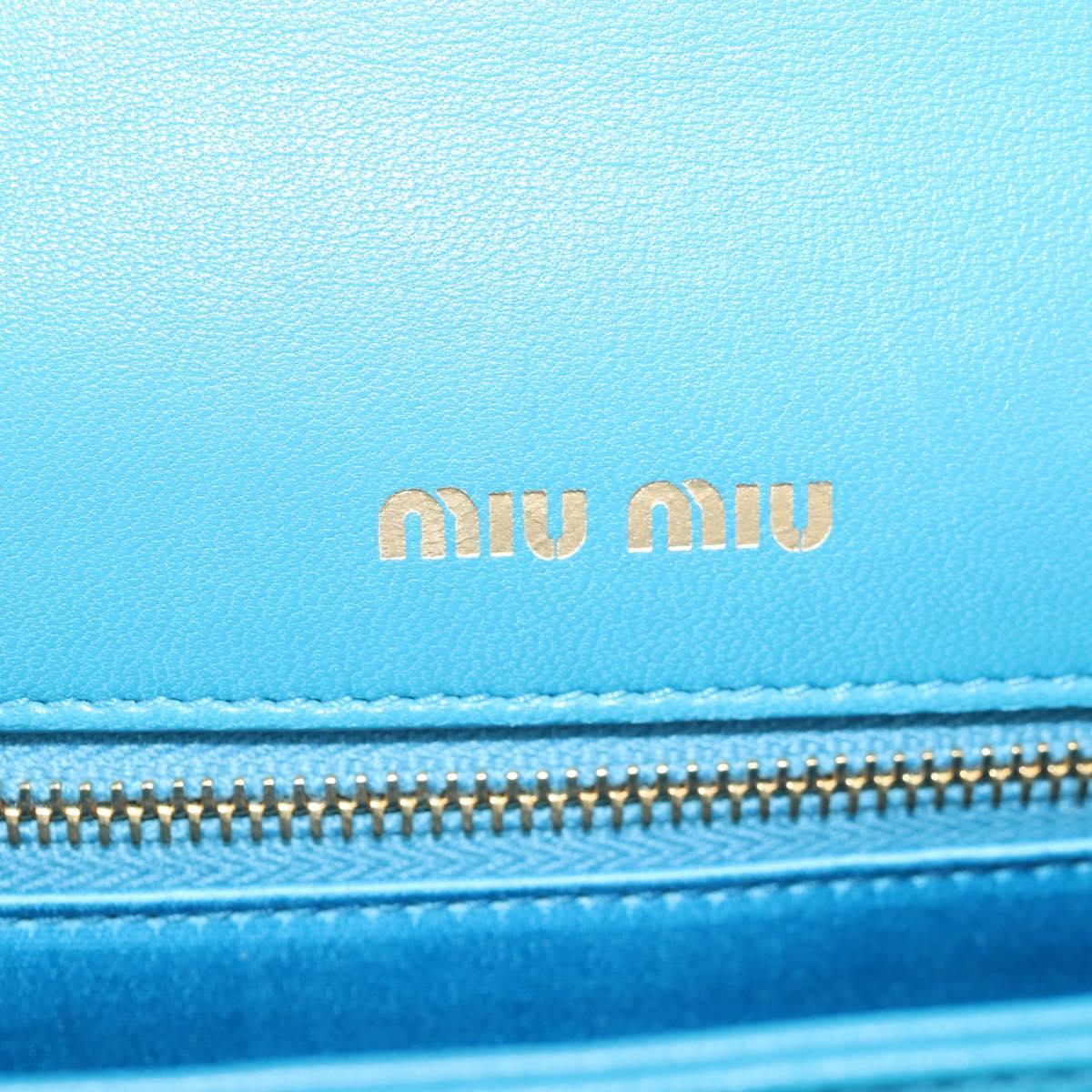 Miu Miu Chain Shoulder Bag Canvas Leather Blue Gold 5BD083 Auth 115233SM