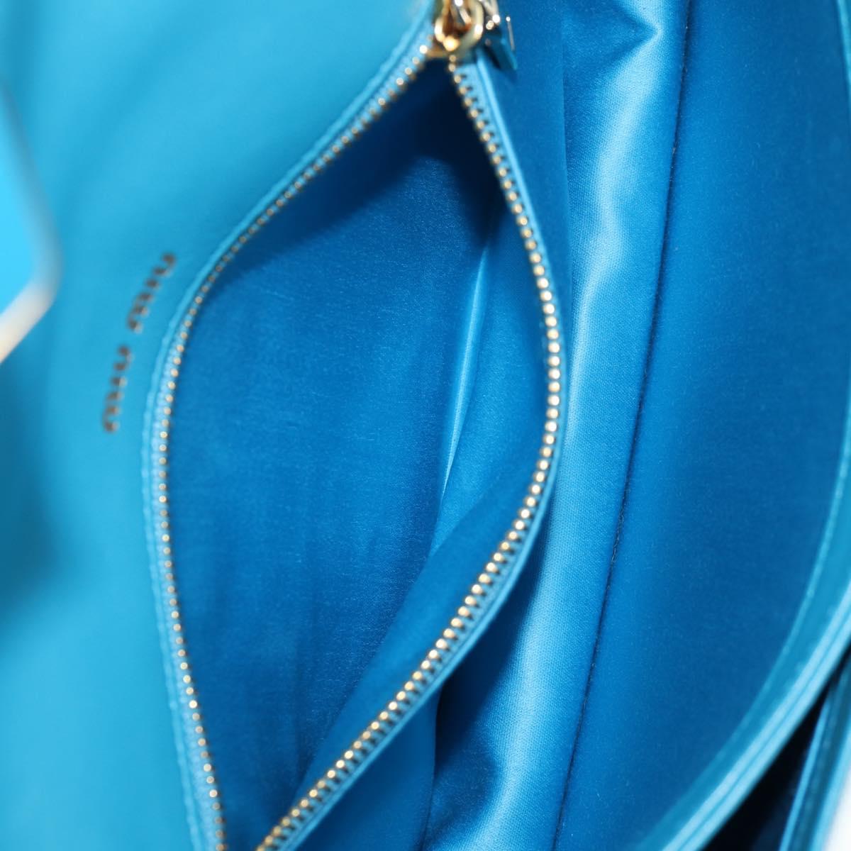 Miu Miu Chain Shoulder Bag Canvas Leather Blue Gold 5BD083 Auth 115233SM