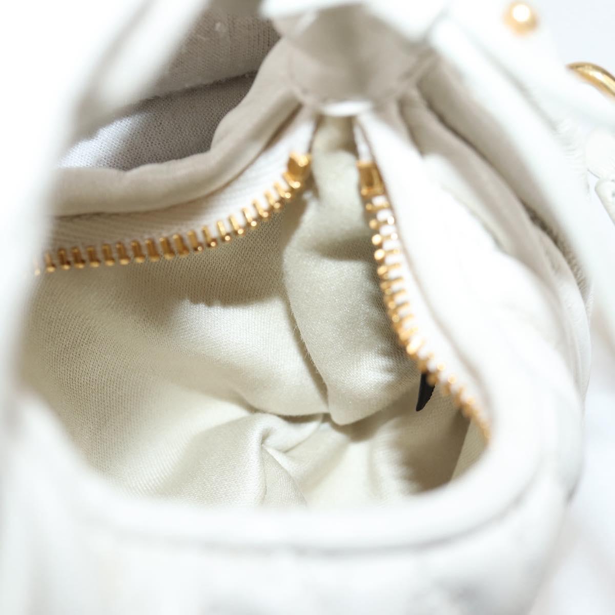 Miu Miu Matelasse Mini Shoulder Bag Leather White Gold Auth 115234SM