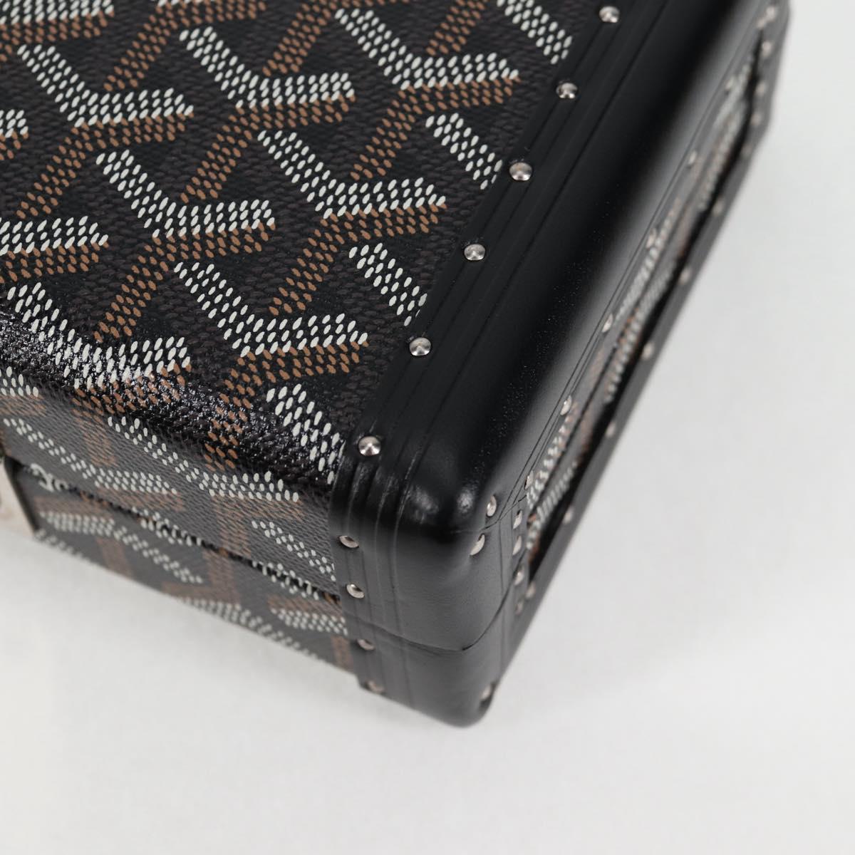 GOYARD Herringbone Chain Shoulder Bag PVC Leather Black Silver Auth 115239SM