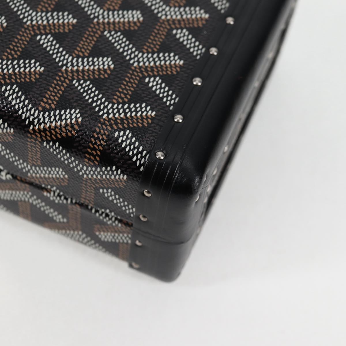 GOYARD Herringbone Chain Shoulder Bag PVC Leather Black Silver Auth 115239SM