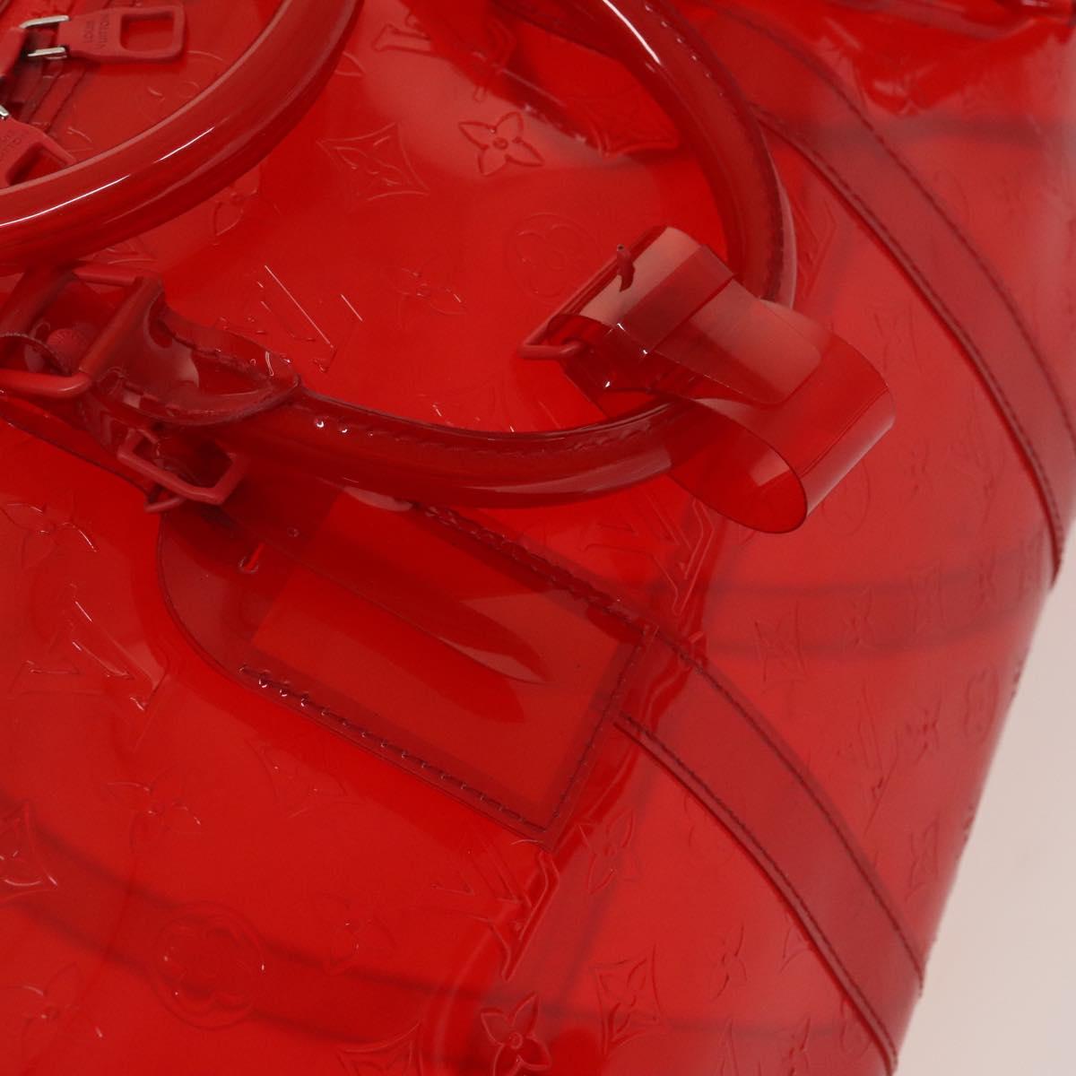 LOUIS VUITTON Monogram Vinyl Keepall Bandouliere 50 Bag Red M41416 Auth 115242A