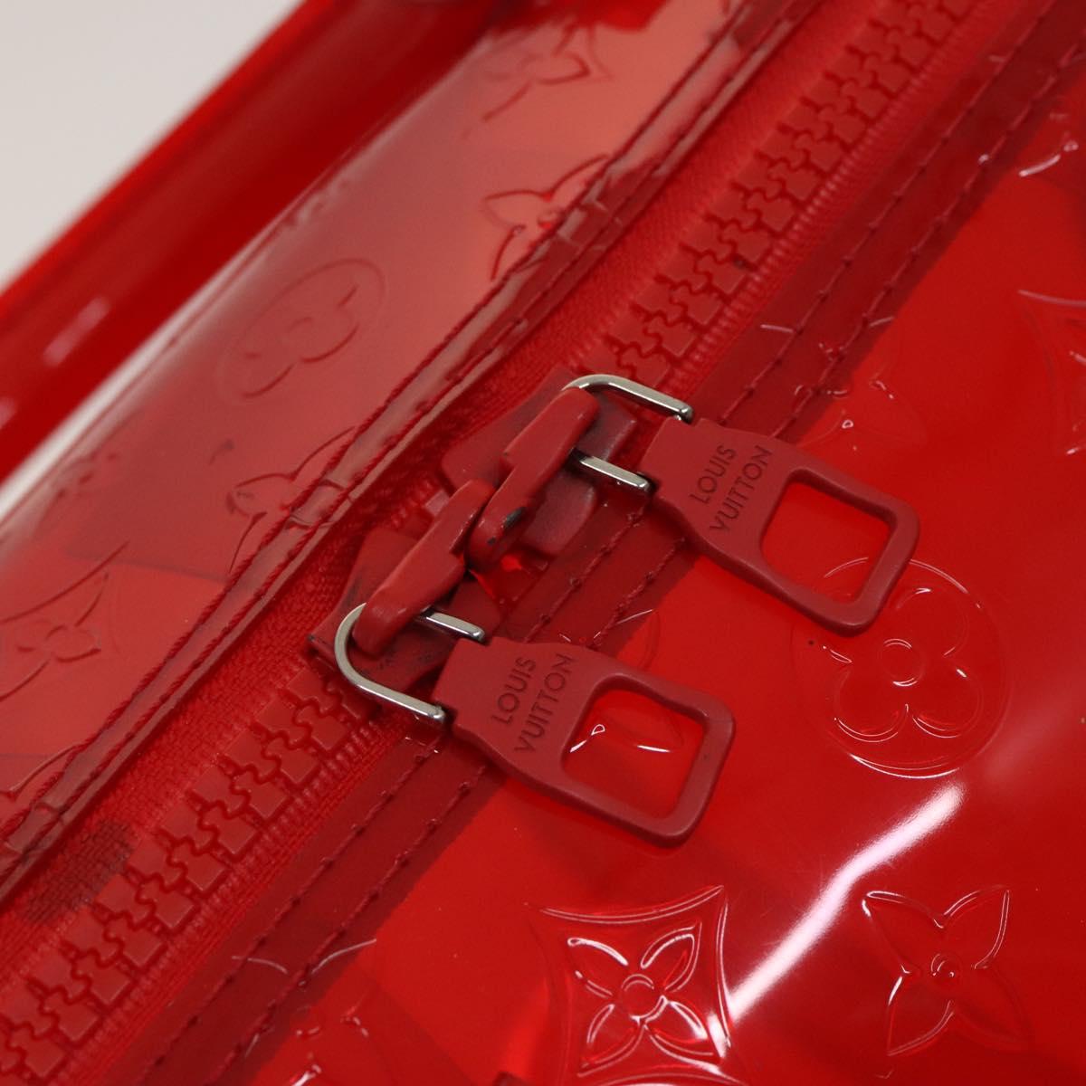 LOUIS VUITTON Monogram Vinyl Keepall Bandouliere 50 Bag Red M41416 Auth 115242A