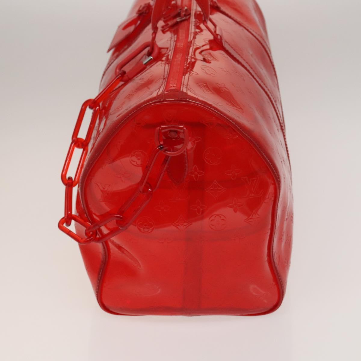 LOUIS VUITTON Monogram Vinyl Keepall Bandouliere 50 Bag Red M41416 Auth 115242A