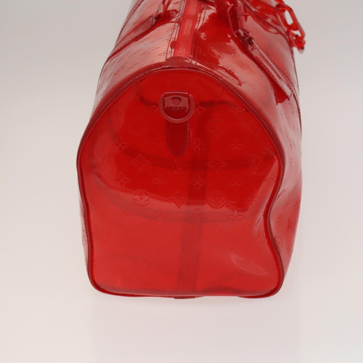 LOUIS VUITTON Monogram Vinyl Keepall Bandouliere 50 Bag Red M41416 Auth 115242A