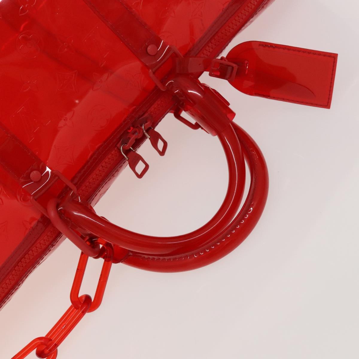 LOUIS VUITTON Monogram Vinyl Keepall Bandouliere 50 Bag Red M41416 Auth 115242A