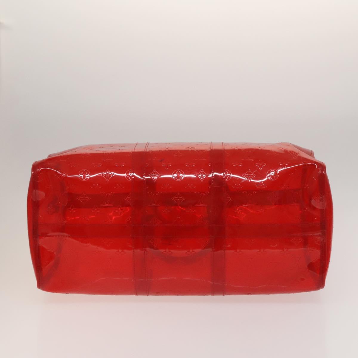 LOUIS VUITTON Monogram Vinyl Keepall Bandouliere 50 Bag Red M41416 Auth 115242A