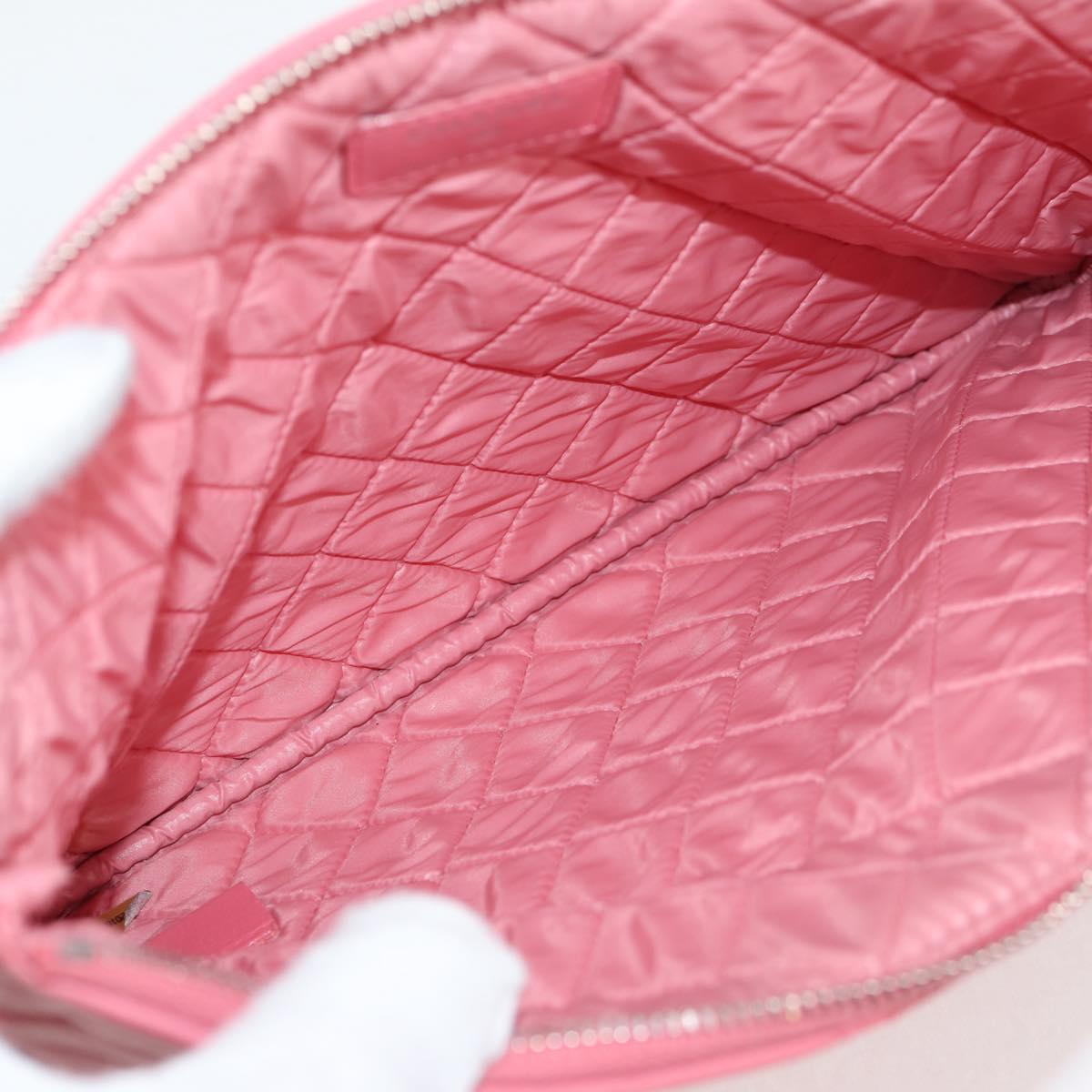 CHANEL Matelasse Clutch Bag Lamb Skin Pink Silver CC Auth 115255V