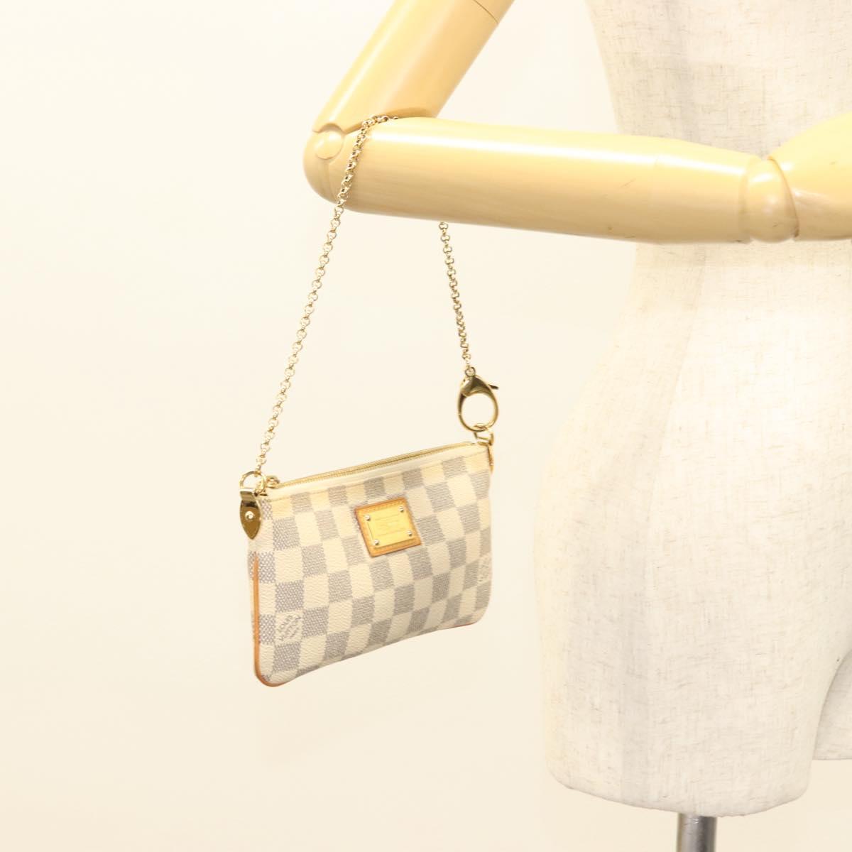 LOUIS VUITTON Damier Azur Pochette Mira MM Accessory Pouch N60027 LV Auth 115265