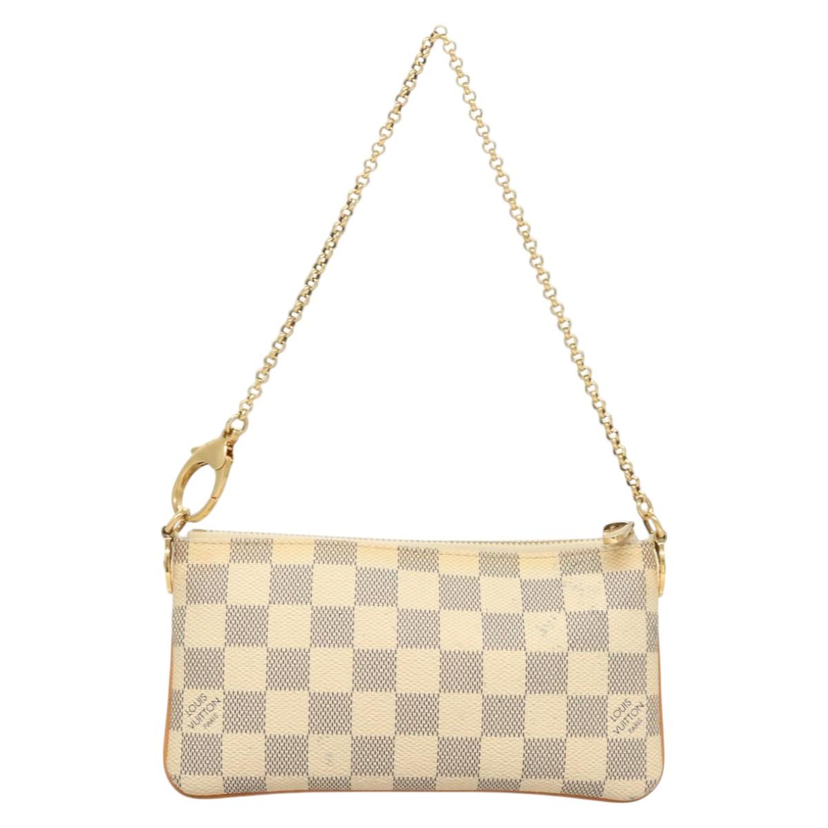 LOUIS VUITTON Damier Azur Pochette Mira MM Accessory Pouch N60027 LV Auth 115265