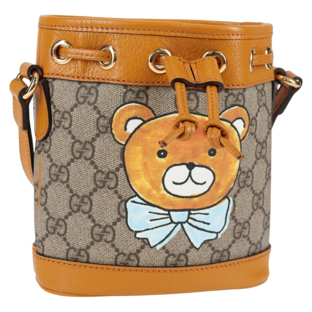 GUCCI GG Supreme Shoulder Bag PVC Beige Gold 660304 Auth 115292M