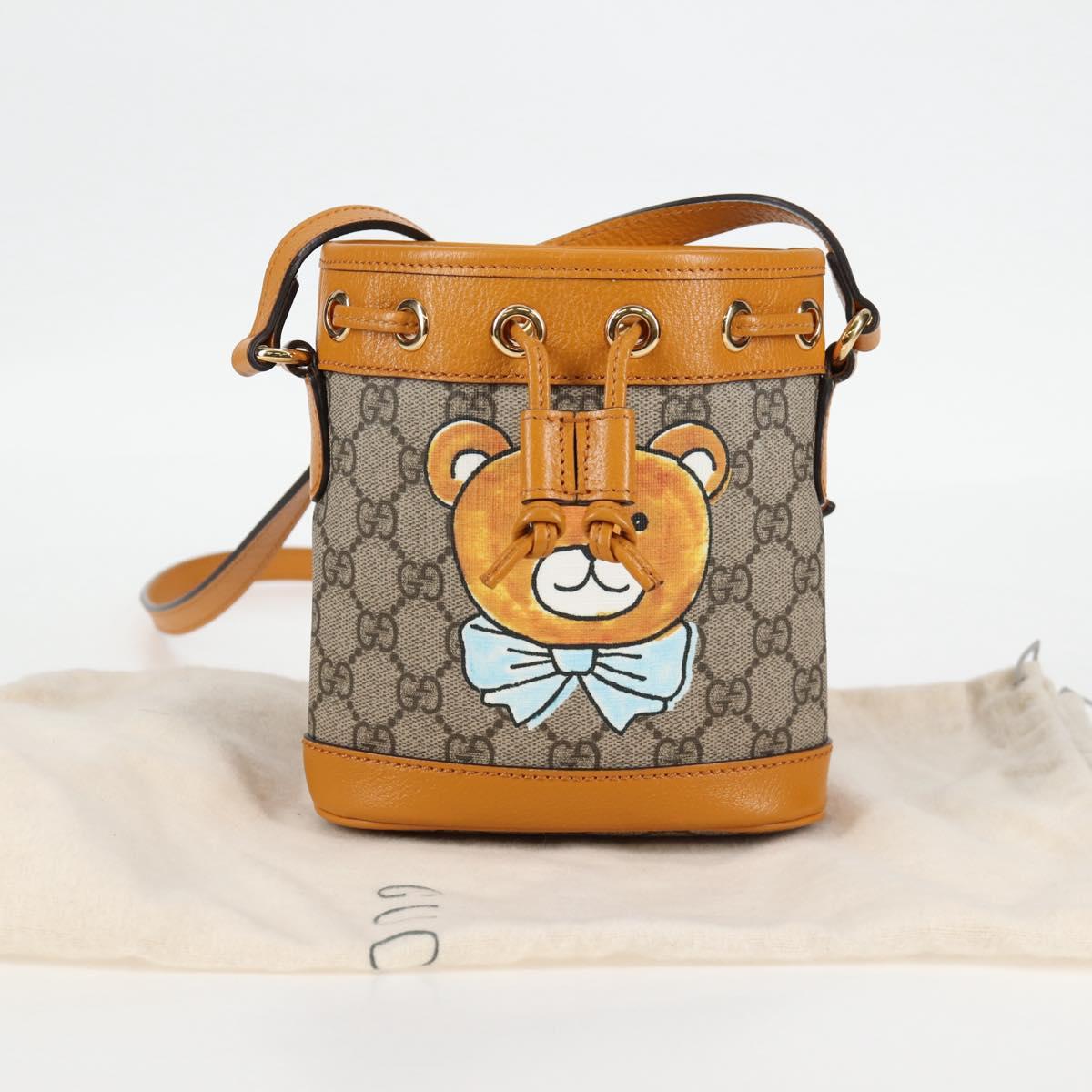 GUCCI GG Supreme Shoulder Bag PVC Beige Gold 660304 Auth 115292M