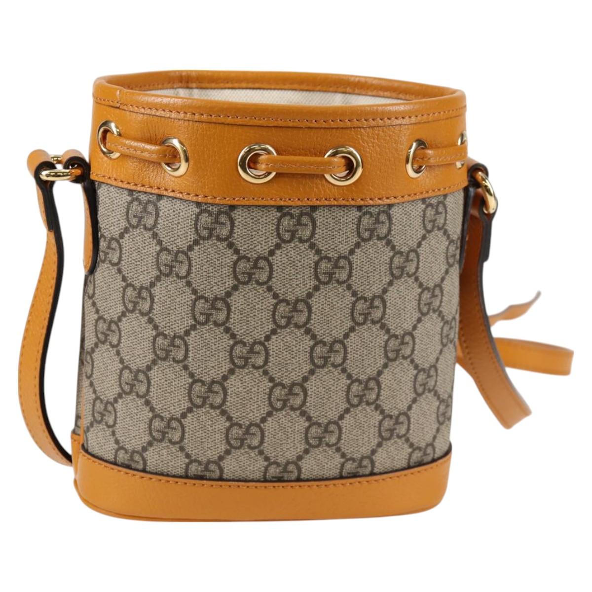 GUCCI GG Supreme Shoulder Bag PVC Beige Gold 660304 Auth 115292M