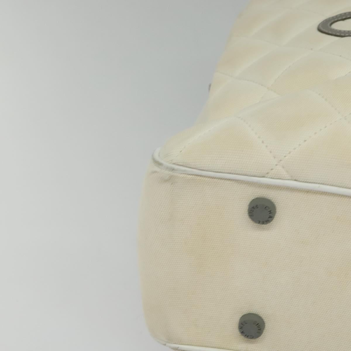 CHANEL Sports Line Boston Bag Canvas White CC Auth 115293