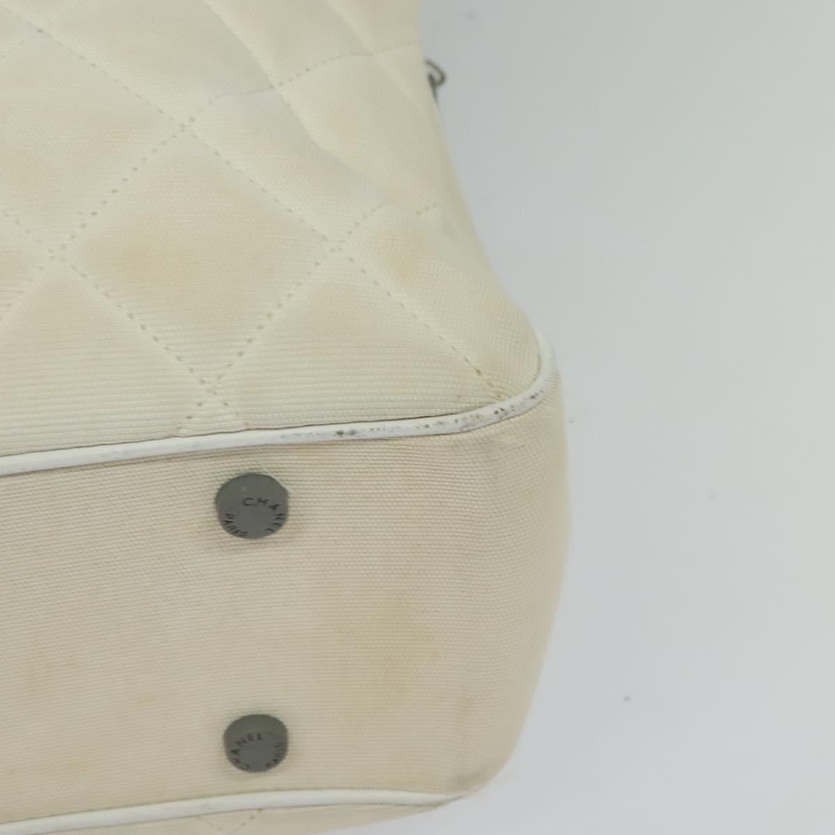 CHANEL Sports Line Boston Bag Canvas White CC Auth 115293