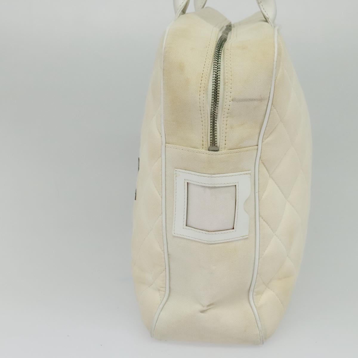 CHANEL Sports Line Boston Bag Canvas White CC Auth 115293