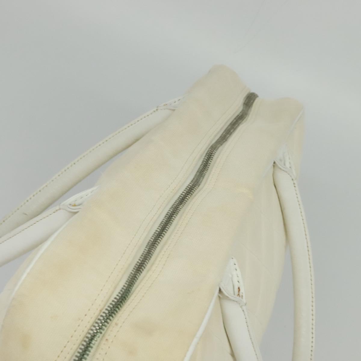 CHANEL Sports Line Boston Bag Canvas White CC Auth 115293
