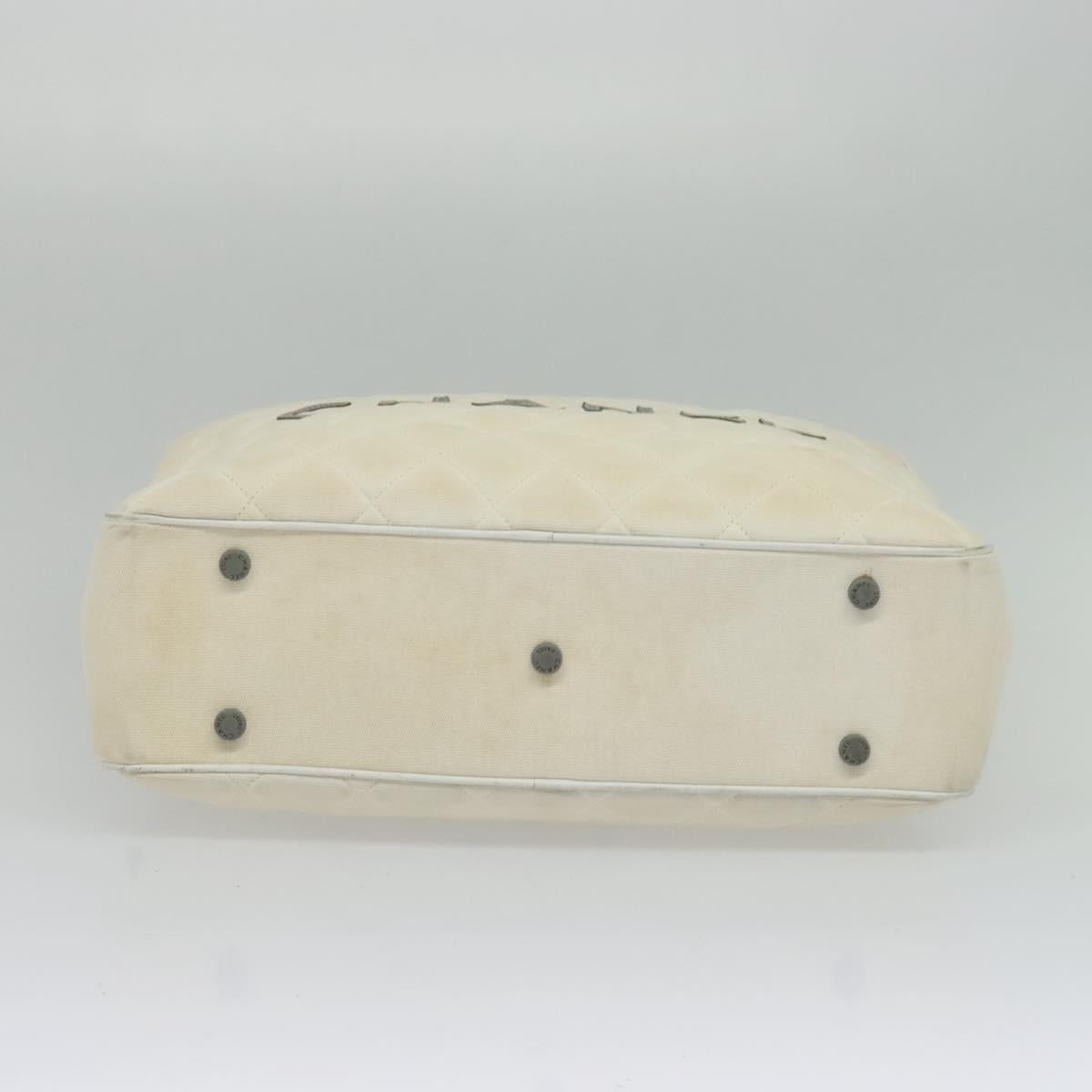 CHANEL Sports Line Boston Bag Canvas White CC Auth 115293