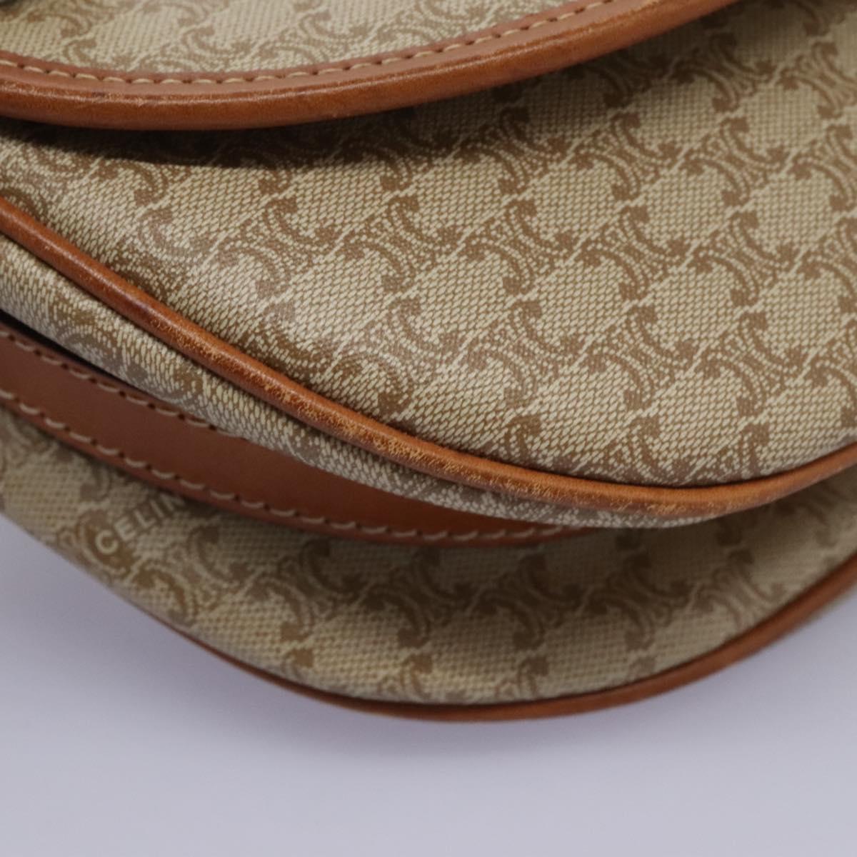 CELINE Macadam Canvas Shoulder Bag Beige Auth 115316