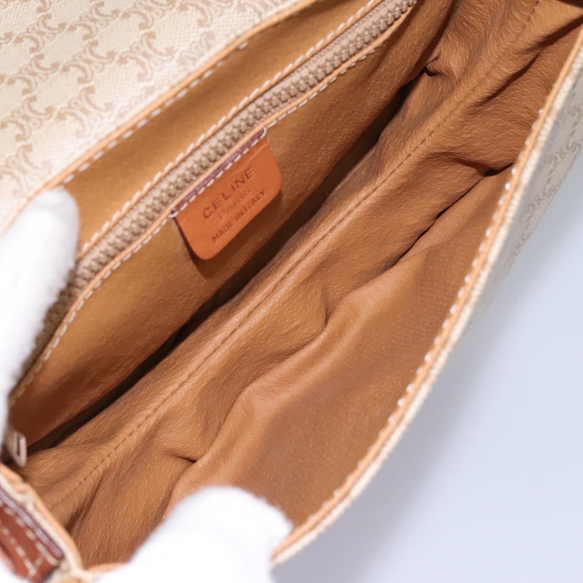 CELINE Macadam Canvas Shoulder Bag Beige Auth 115316