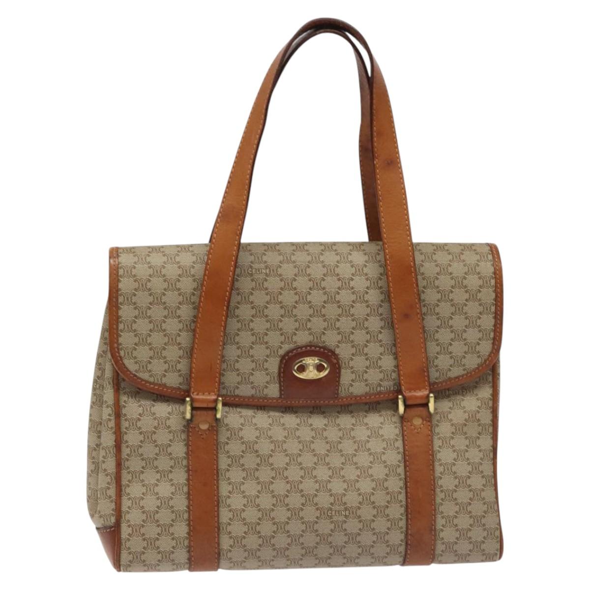 CELINE Macadam Canvas Hand Bag Beige Auth 115341